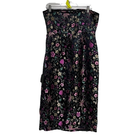 Lulus Make a Move Black Satin Floral Jacquard Asian Whimsical Goth Midi Dress L - Picture 3 of 10
